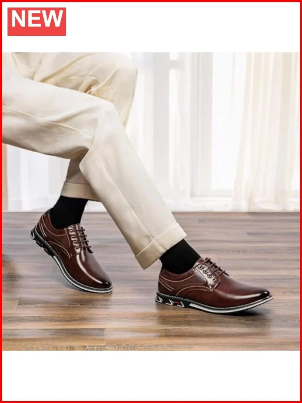 Men's Casual Oxford Dress Shoes PU Leather Lace-Up Business Formal Sneakers